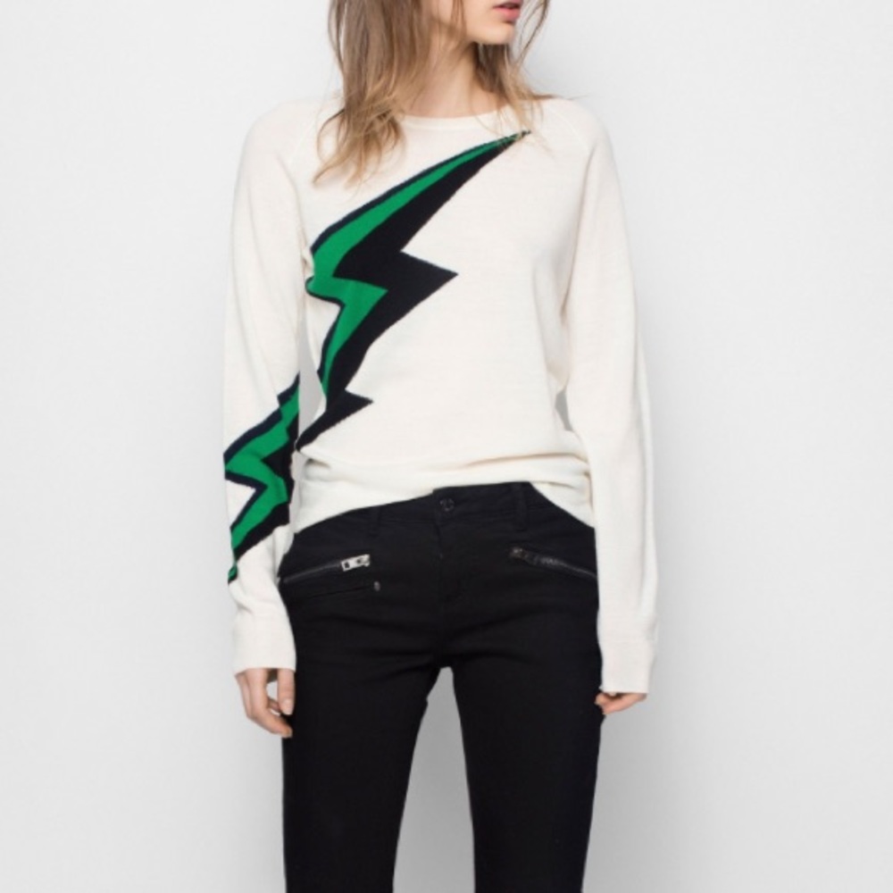 Zadig & Voltaire Cream Lightning Bolt Sweater